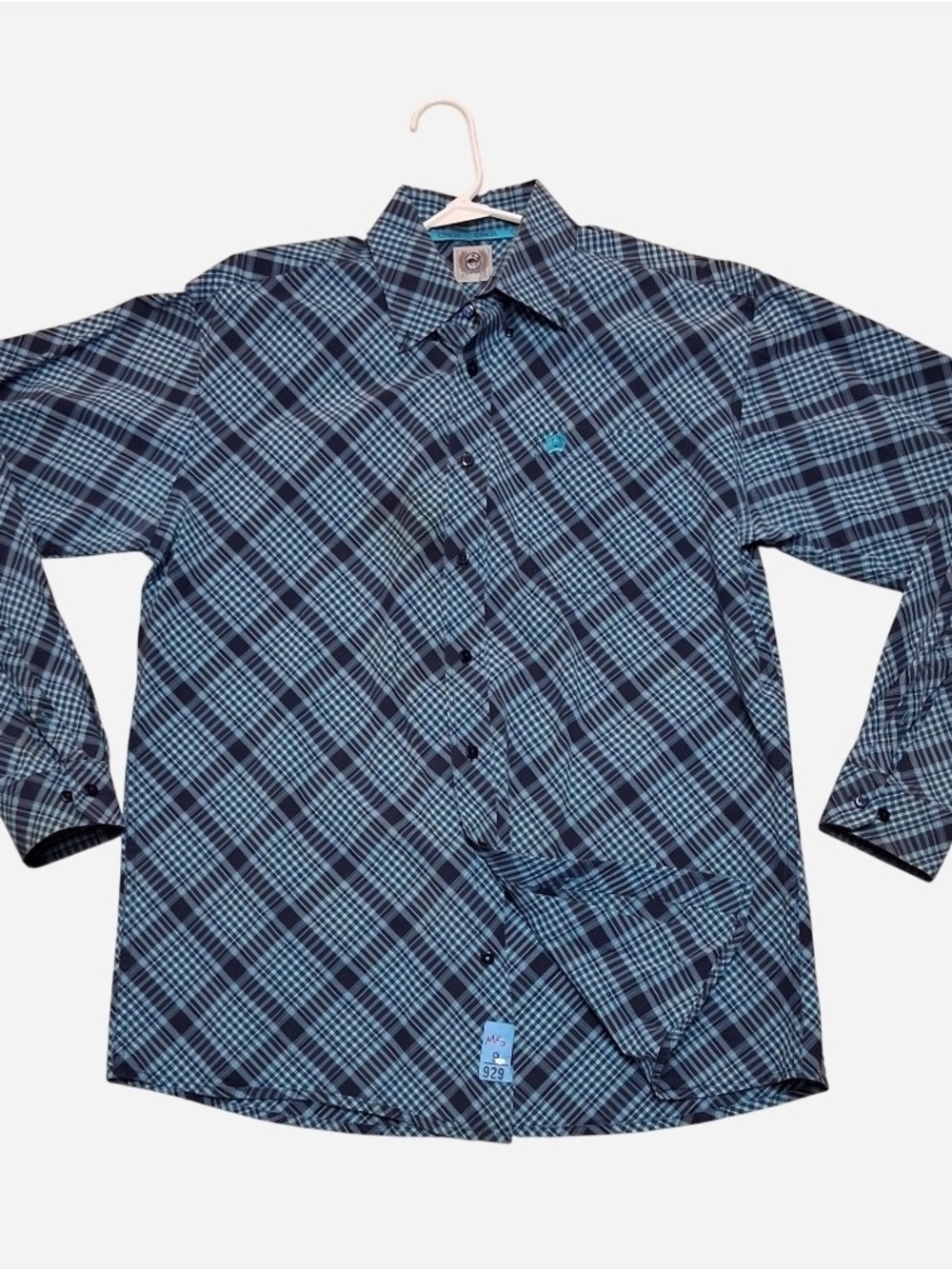 Cinch Blue & Black Plaid Long-Sleeve Button-Down Shirt
